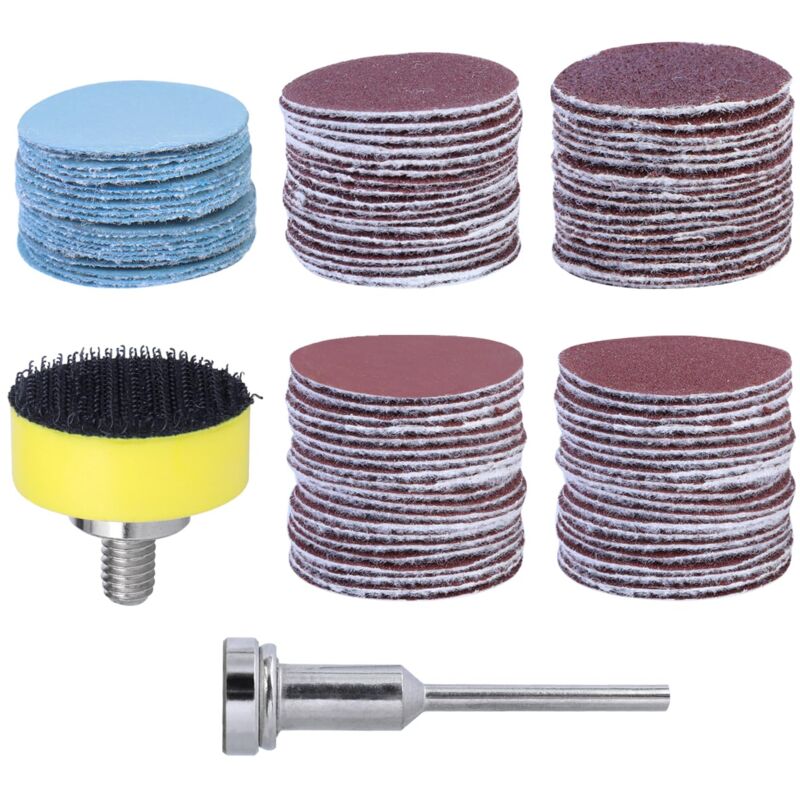 foto del prodotto sollbry 100 dischi abrasivi rotondi da 25 mm, carta vetrata autoadesiva, grana 100, 180, 240, 1500, 3000, con platorello di supporto per levigatura