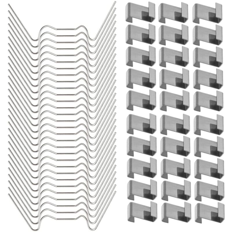 foto del prodotto sollbry 100 pezzi di clip di fissaggio per finestre in vetro per serre in acciaio inossidabile con 50 pezzi di clip in filo metallico per serre e