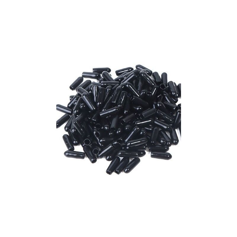 foto del prodotto sollbry 100 pezzi di tappi terminali, tappi terminali in gomma, protezione di sicurezza per filettatura di bulloni neri 3,5 mm 