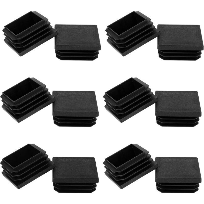 foto del prodotto sollbry 12 pezzi di tappi quadrati in plastica nera, tappi terminali per tubi quadrati da 40 x 40 mm, tappi per tubi, copripiedi in plastica nera