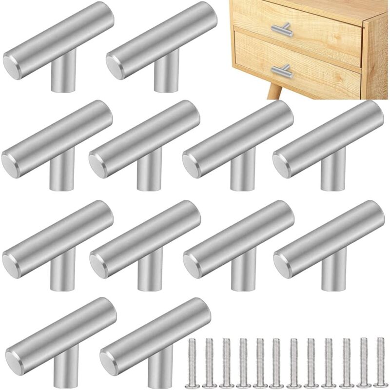 foto del prodotto sollbry 12 pezzi maniglia per mobili da cucina in acciaio inossidabile 5031 mm maniglia per mobili pomelli per porte in argento pomelli per