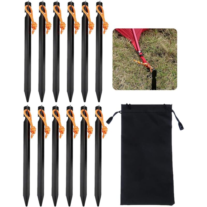 foto del prodotto sollbry 12 picchetti per tenda, picchetti in metallo da 18 cm, picchetti da terra per tende, picchetti in alluminio per terreni duri, picchetti