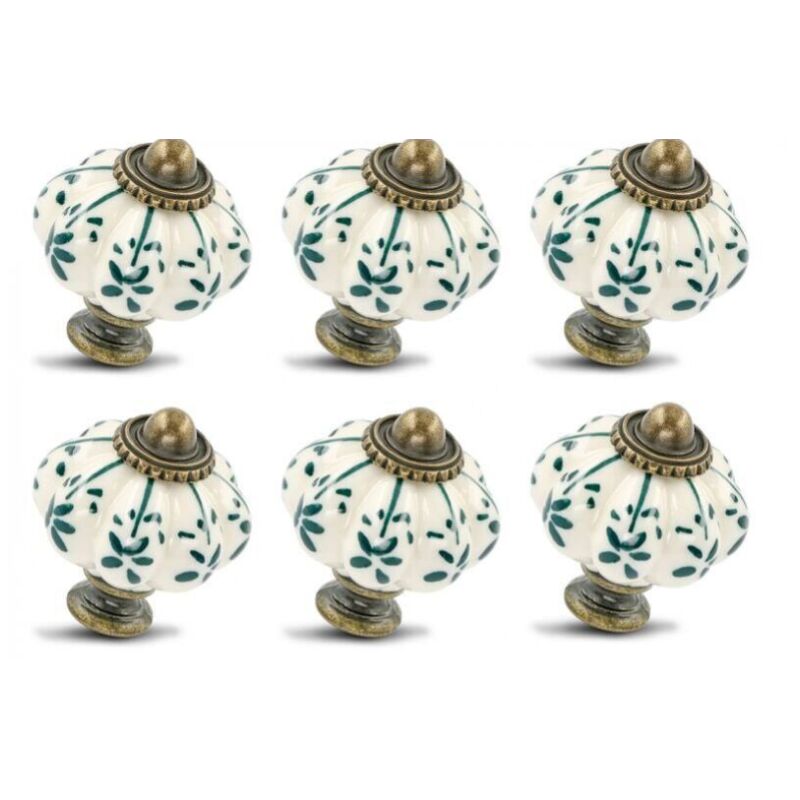 foto del prodotto sollbry 12 pomelli in ceramica avorio e verde pomelli per mobili a forma di zucca, pomelli per cassetti retr maniglie per cassetti vintage con