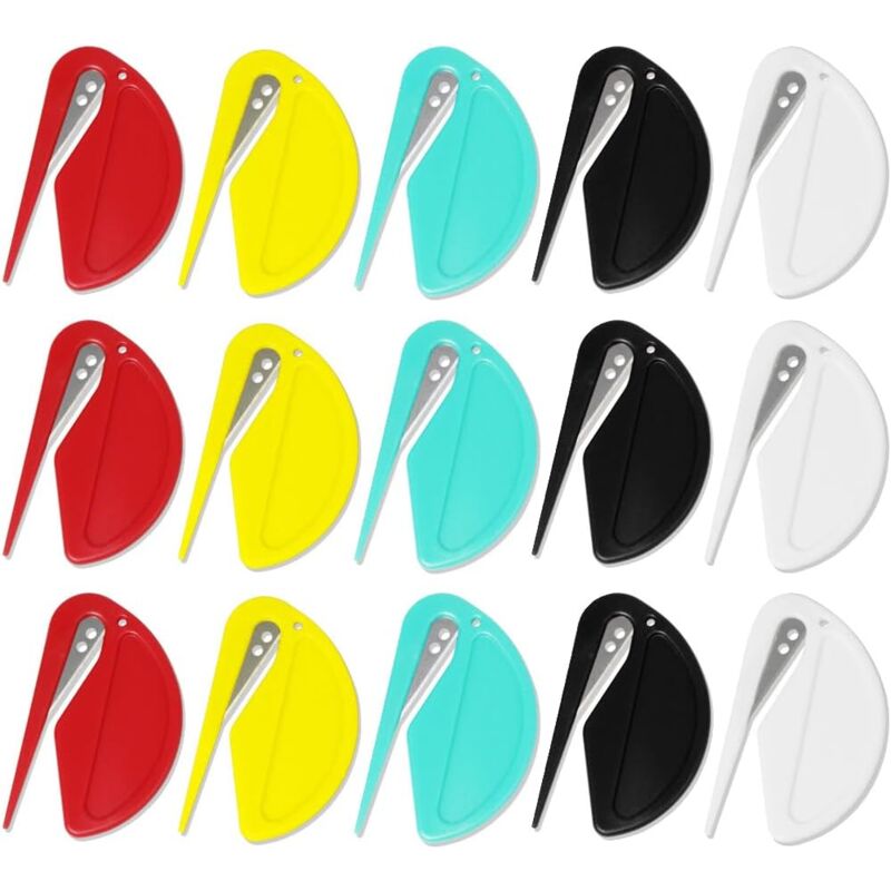 foto del prodotto sollbry 15 pezzi mini tagliacarte e apripacchi coltello efficiente con bordi affilati per buste, pacchi e carta tagliata in 5 colori nero,