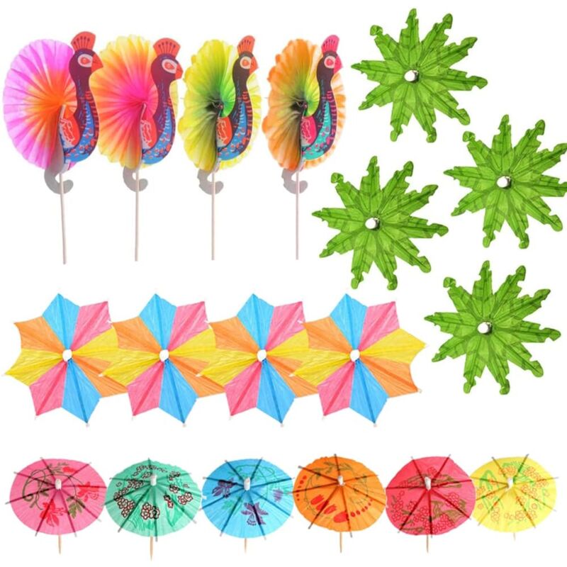 foto del prodotto sollbry 150 pezzi di decorazioni per cocktail, bastoncini di carta per ombrelloni, ombrelloni per cocktail, mini ombrelloni per bevande per