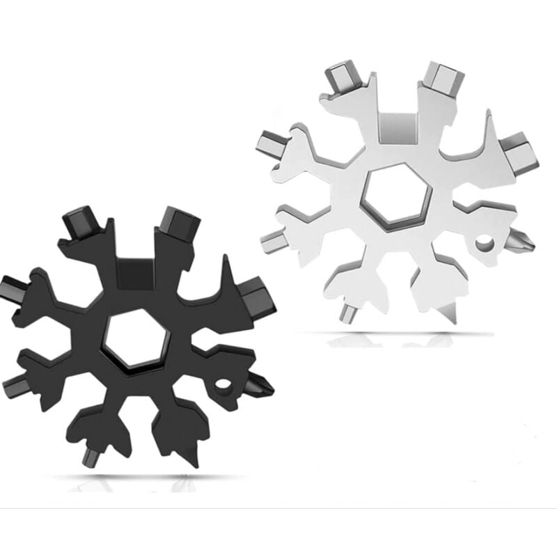 foto del prodotto sollbry 18 in 1 fiocco di neve multi uso, 2 pezzi portachiavi cacciavite apribottiglie, attrezzo fiocco di neve portatile, attrezzo portatile in