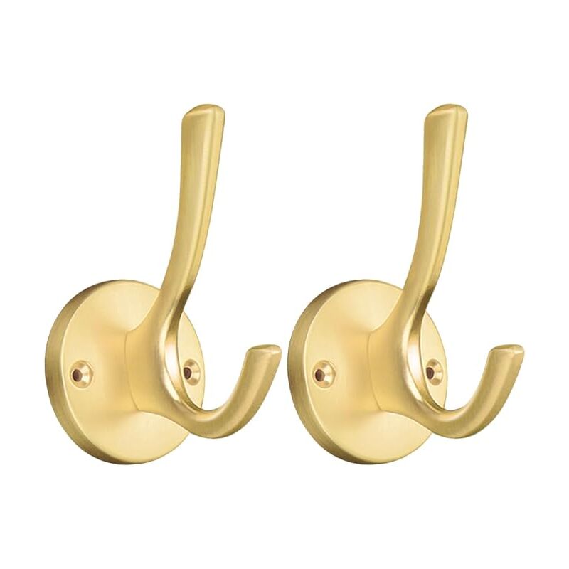 foto del prodotto sollbry 2 pezzi ganci appendiabiti e cappelli da parete in metallo massiccio, gancio per asciugamani per cucina, bagno, soggiorno e ufficio, oro