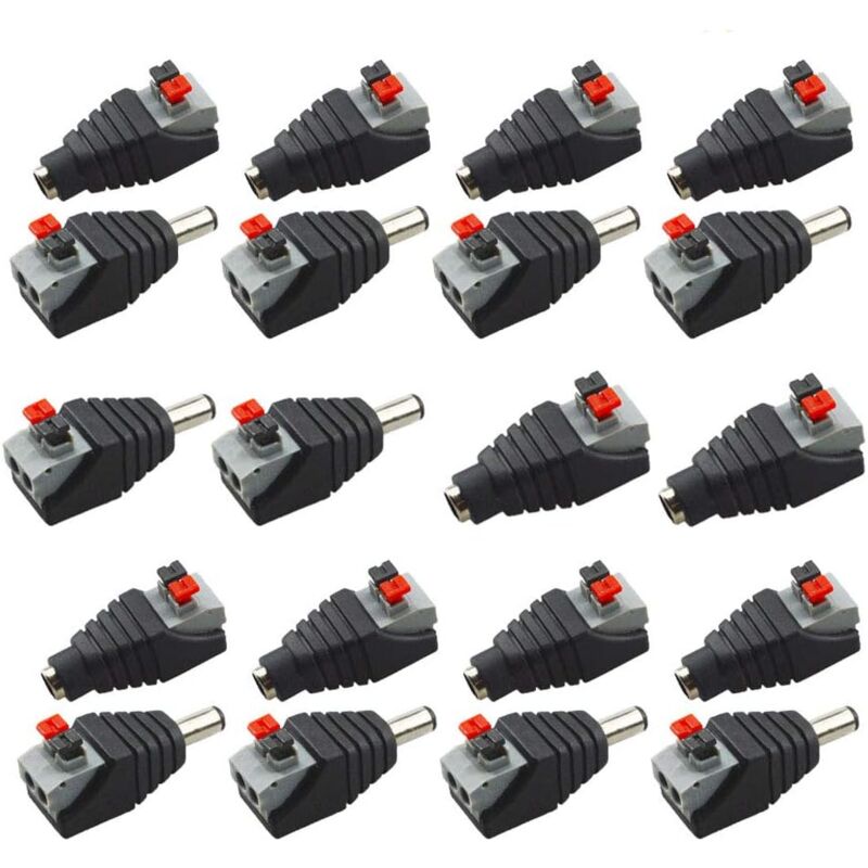 foto del prodotto sollbry 20 adattatori professionali per spina di alimentazione cc con pulsante, connettore rapido senza viti, 5,5 mm x 2,1 mm per strisce led da 12