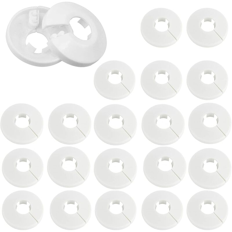 foto del prodotto sollbry 20 copri tubi per radiatori da 16 mm, copri tubi idraulici, tubi di alimentazione del wc, rosette in plastica, morsetti per tubi e tubi di