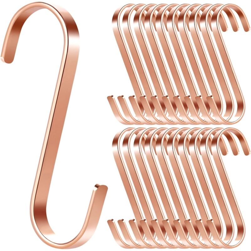 foto del prodotto sollbry 20 ganci piatti a forma di s, ganci metallici multifunzionali per appendere utensili da cucina, vestiti, piante, attrezzi da giardino