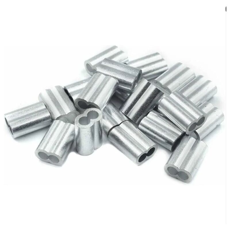 immagine 0 del prodotto sollbry 20 manicotti a crimpare in alluminio con estremit doppie, ghiere in alluminio da 4,0 mm, clip a crimpare, manicotti a pressione, manicotti