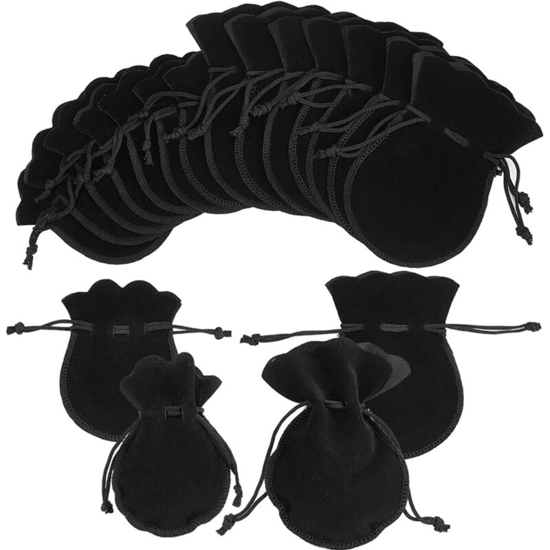 foto del prodotto sollbry - 20 pezzi 7x9cm 9x12cm sacchetti in velluto nero sacchetti per gioielli con coulisse i sacchetti in velluto per gioielli possono essere