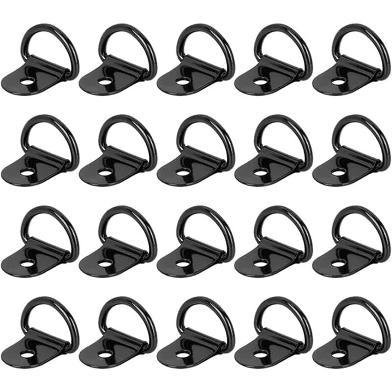 foto del prodotto sollbry 20 pezzi anelli di ancoraggio a d, anelli di ancoraggio a trazione, anelli di ancoraggio, per rimorchi, auto, camion, kayak, 36x25 mm, nero
