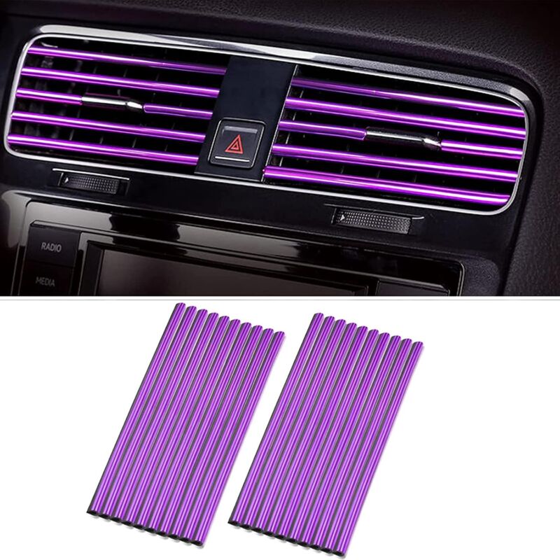 foto del prodotto sollbry 20 pezzi di accessori per interni auto in pvc da 19 cm, decorazione per tutte le prese d aria di destra viola 