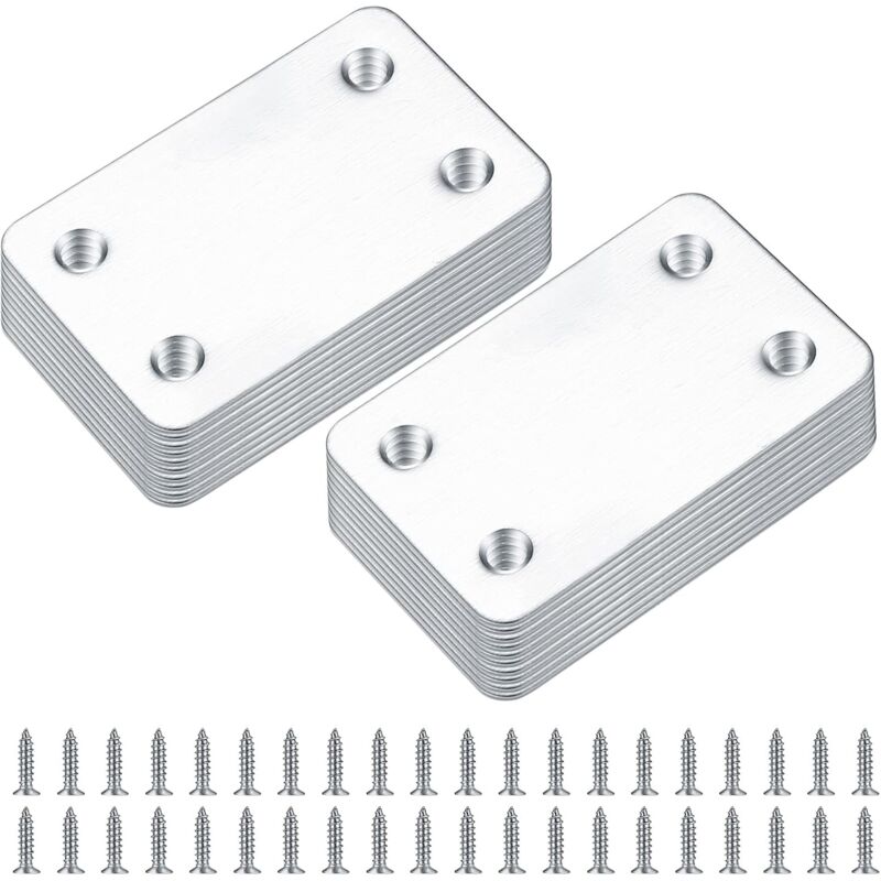 foto del prodotto sollbry 20 pezzi di piastre di montaggio piatte perforate, fissaggio di piastre piatte dritte, fissaggio di connettori angolari piatti, connettore