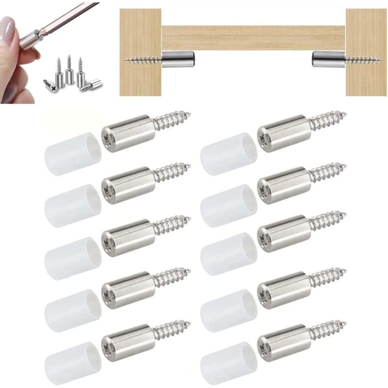 foto del prodotto sollbry 20 viti autofilettanti con inserto, viti autofilettanti per supporto laminato per mobili, viti per supporto mensola con manicotto