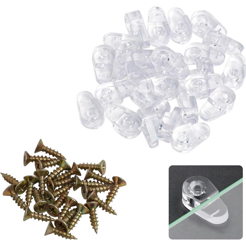 foto del prodotto sollbry 25 pezzi morsetti per vetro trasparente, clip di fissaggio per vetro, supporto per morsetto per vetro, incluse 25 viti metalliche, per
