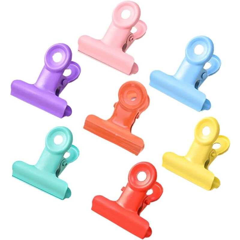 foto del prodotto sollbry 28 pezzi, 7 tipi di clip per cerniere in metallo colorato, fermagli per raccoglitori, piccole clip bulldog, per sacchetti di cibo, foto,