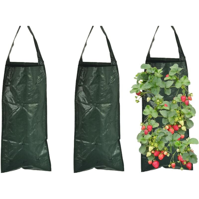 foto del prodotto sollbry 3 pezzi sacchetti per piante 10 fori sacchetti per piantagione traspiranti borsa per fragole appesa verticale per fragole, pomodori, piante