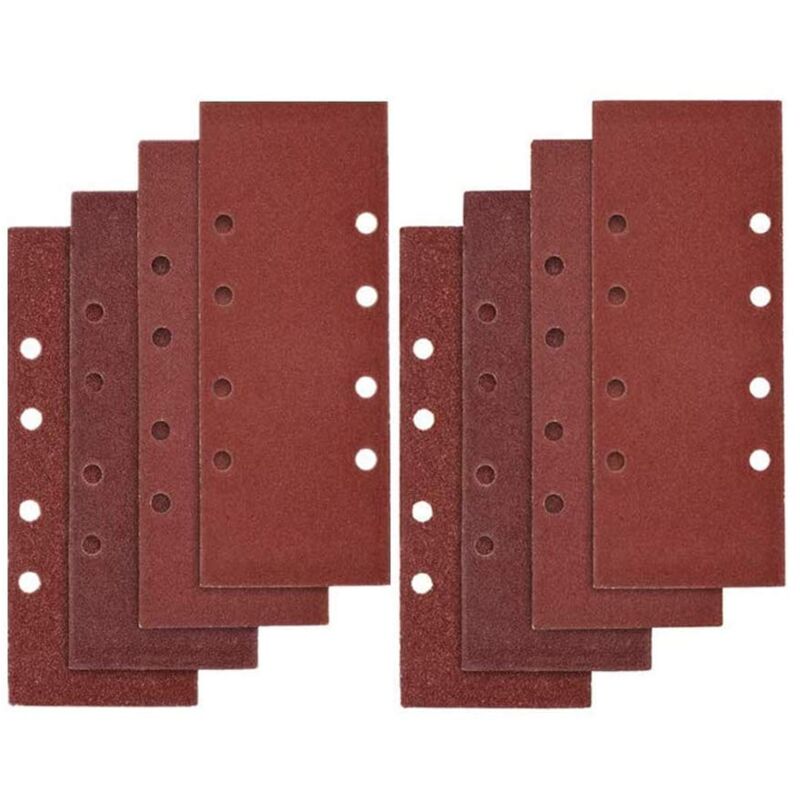 foto del prodotto sollbry 40 fogli abrasivi da 93 x 185 mm per levigatrice orbitale, 8 fori, grana assortita p40, p60, p80, p100