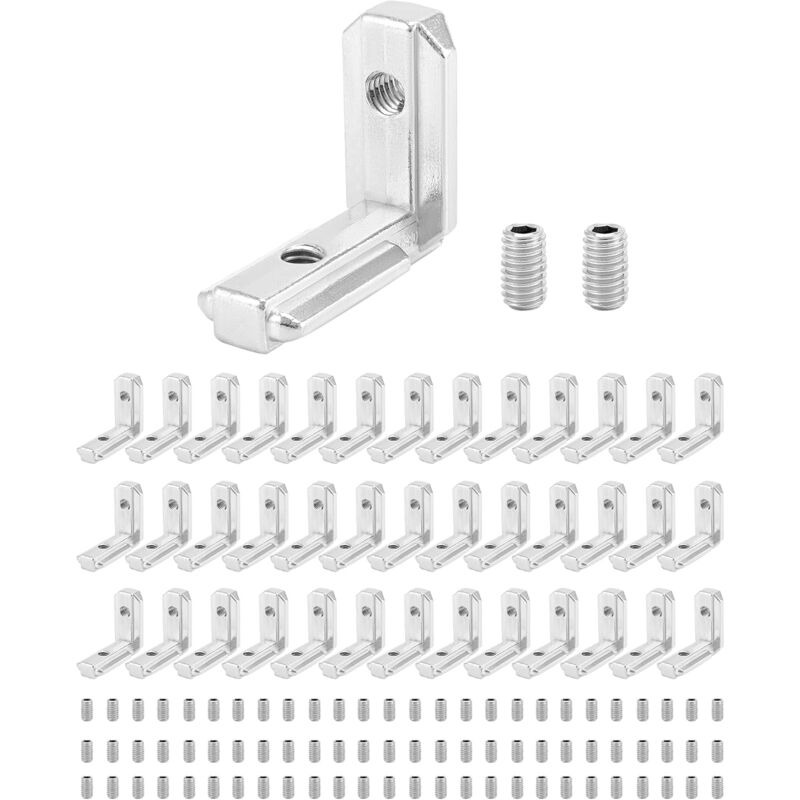 foto del prodotto sollbry 40 pezzi staffa angolare a t, con 80 viti, per profilo in alluminio 3030, scanalatura da 8 mm, m6