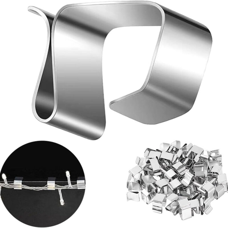foto del prodotto sollbry 50 ganci per grondaie in acciaio inossidabile, clip per luci natalizie per decorazioni da giardino e decorazioni natalizie, 1714 mm