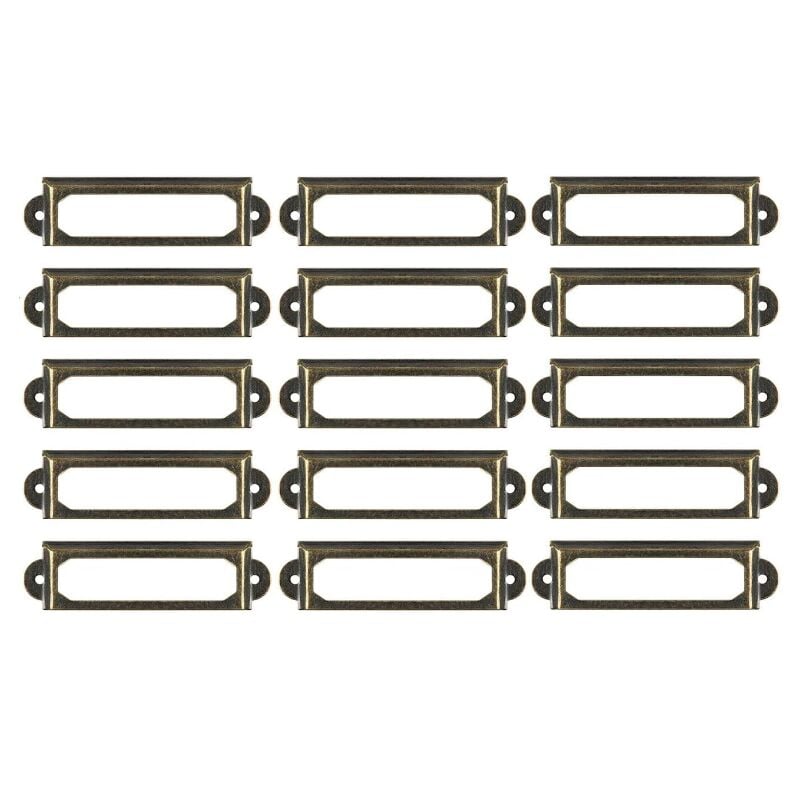 foto del prodotto sollbry 50 pezzi porta etichette in metallo per mobili, cassetti, armadi, etichette per scrivania, libreria, scaffali, bronzo