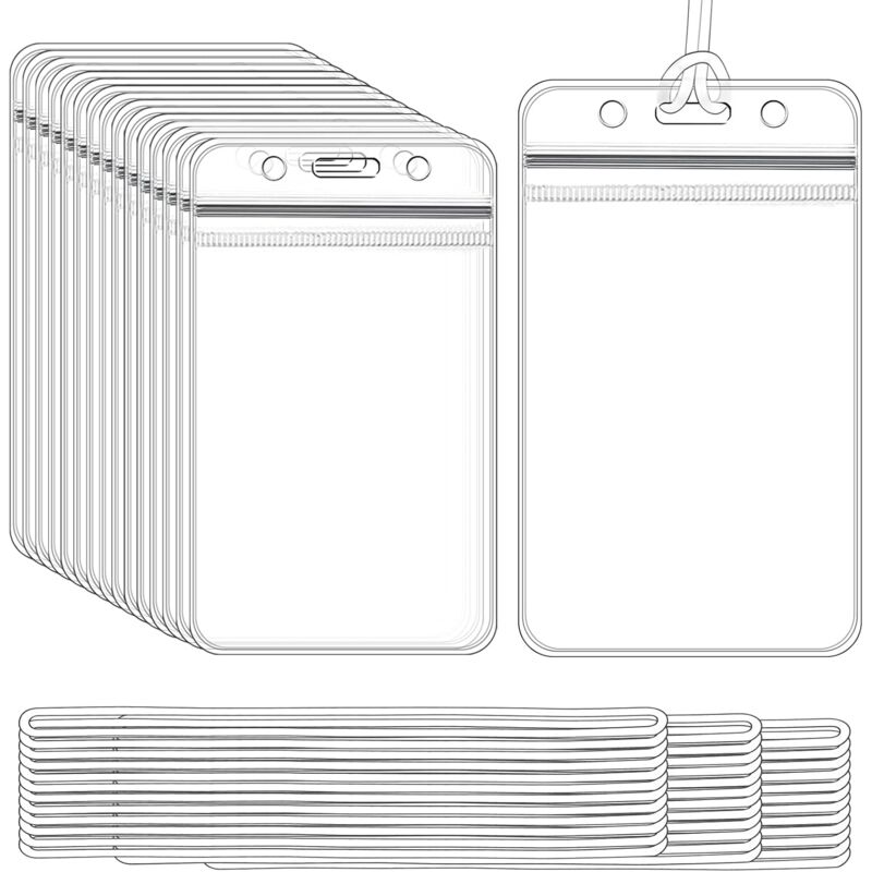 foto del prodotto sollbry 50 pezzi porta etichette per bagagli in plastica porta etichette per badge porta tessere trasparente con 50 confezioni di cinghie con