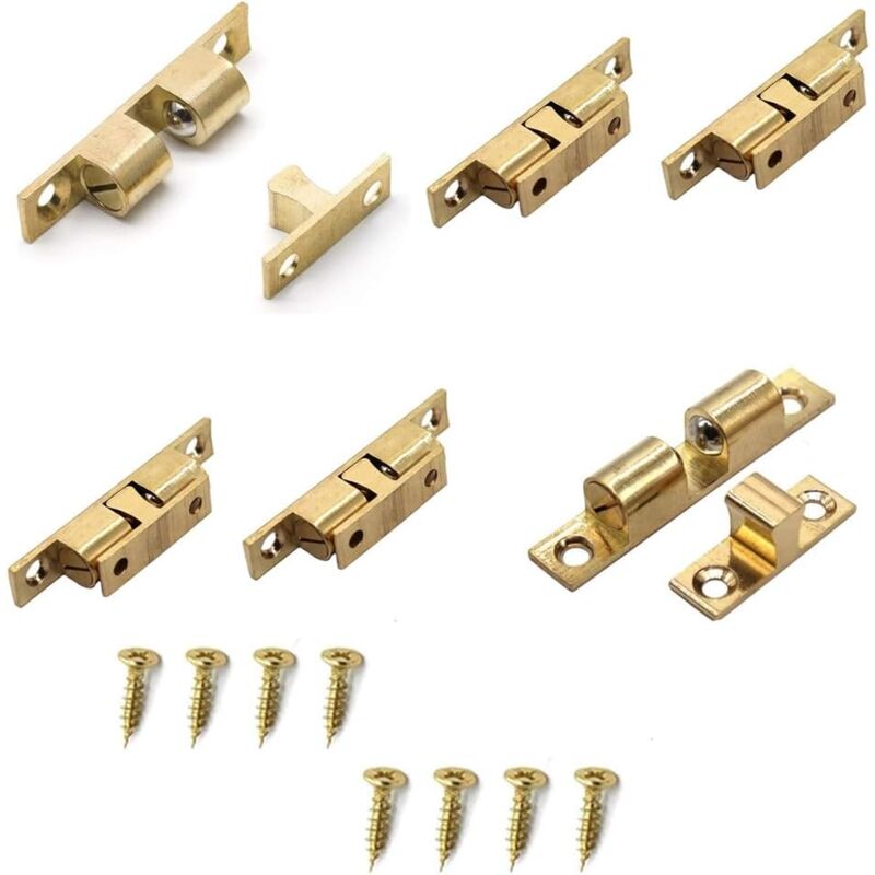 foto del prodotto sollbry 6 chiavistelli a doppia sfera in ottone da 50 mm per ante di mobili 24 viti abbinate m3x14