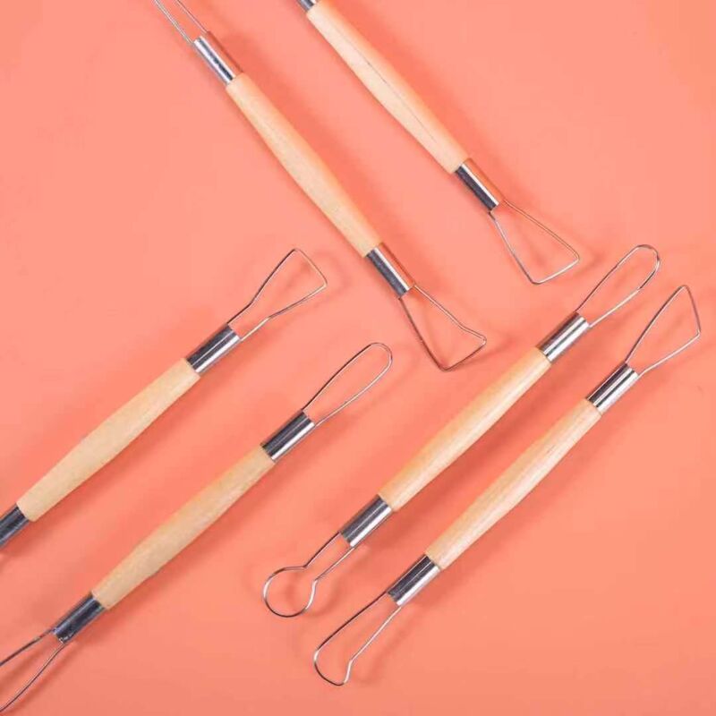 foto del prodotto sollbry 6 utensili per modellare a doppia estremit con manico in legno, per argilla, fondente, torte, ceramica, pasta, pasta da modellare, gesso,