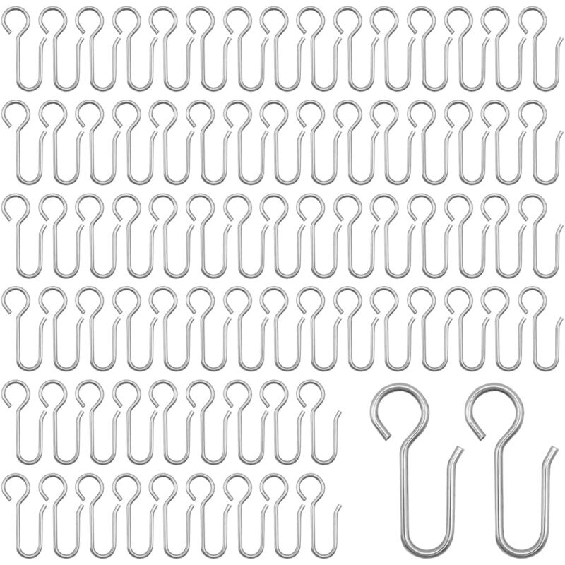 foto del prodotto sollbry 80 ganci per tende, ganci per binari per tende, ganci per tende in zinco resistenti, per tende per porte, ecc. 40x12 mm 