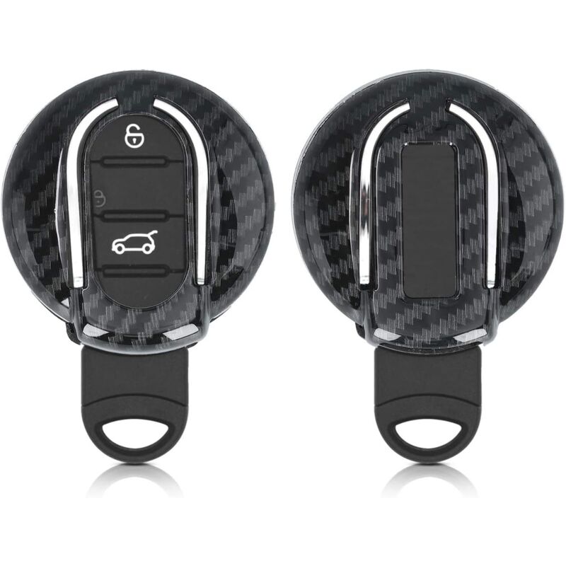 foto del prodotto sollbry accessorio per chiave auto compatibile con mini smart key a 3 pulsanti guscio protettivo in plastica rigida nero carbonio 5,6 