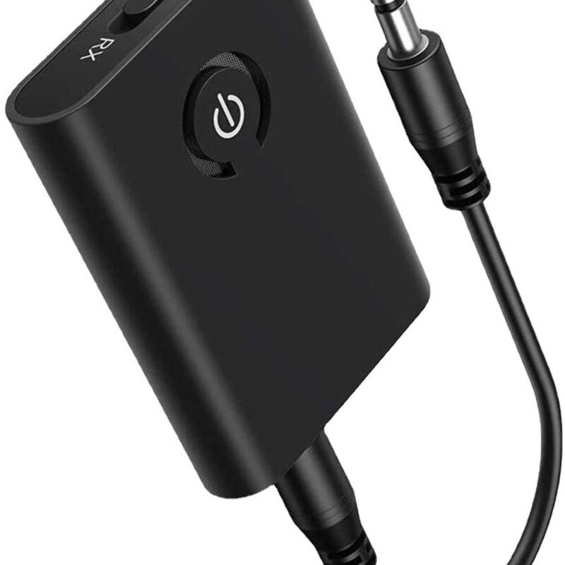 foto del prodotto sollbry adattatore audio bluetooth 2 in 1, trasmettitore e ricevitore bluetooth 5.0, jack da 3,5 mm, aux, per cuffie, altoparlanti, stereo