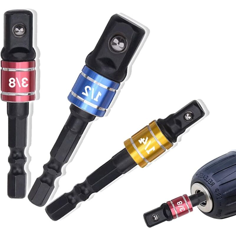 foto del prodotto sollbry adattatore porta bussola 1 4 3 8 1 2 adattatore porta bussola per avvitatore a percussione adattatore porta bussola avvitatore a