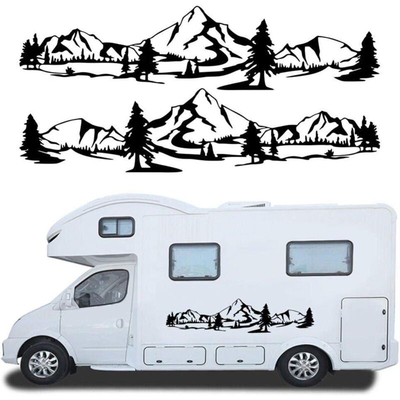 foto del prodotto sollbry adesivi decorativi universali in vinile per camper, roulotte e furgoni motivo montagna
