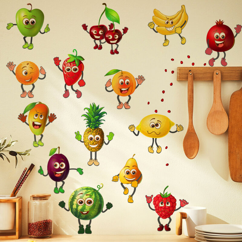 foto del prodotto sollbry adesivi murali a forma di frutta per la cucina, adesivi murali a forma di frutta, decorazione murale a forma di banana e limone,