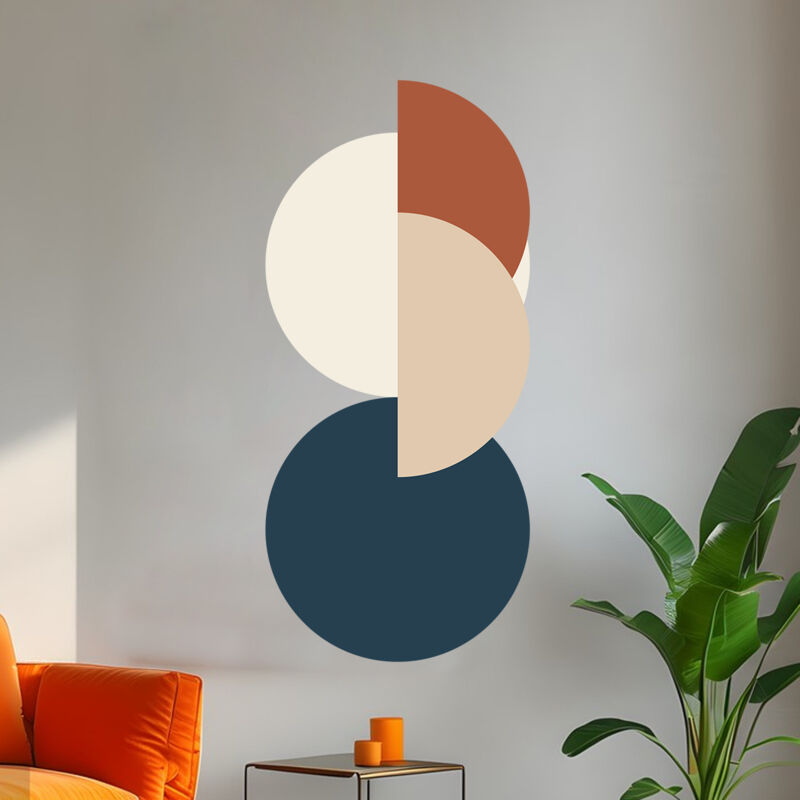 foto del prodotto sollbry adesivi murali boho con cerchi astratti, adesivi murali ad arco beige, adesivi decorativi boho, decorazioni per bagno, camera da letto,