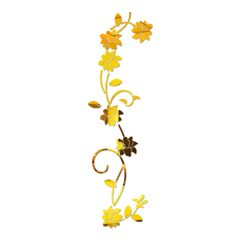 foto del prodotto sollbry adesivi murali in acrilico con motivo a fiori rampicanti, eleganti adesivi murali a specchio, decorazioni murali per soggiorno e camera da