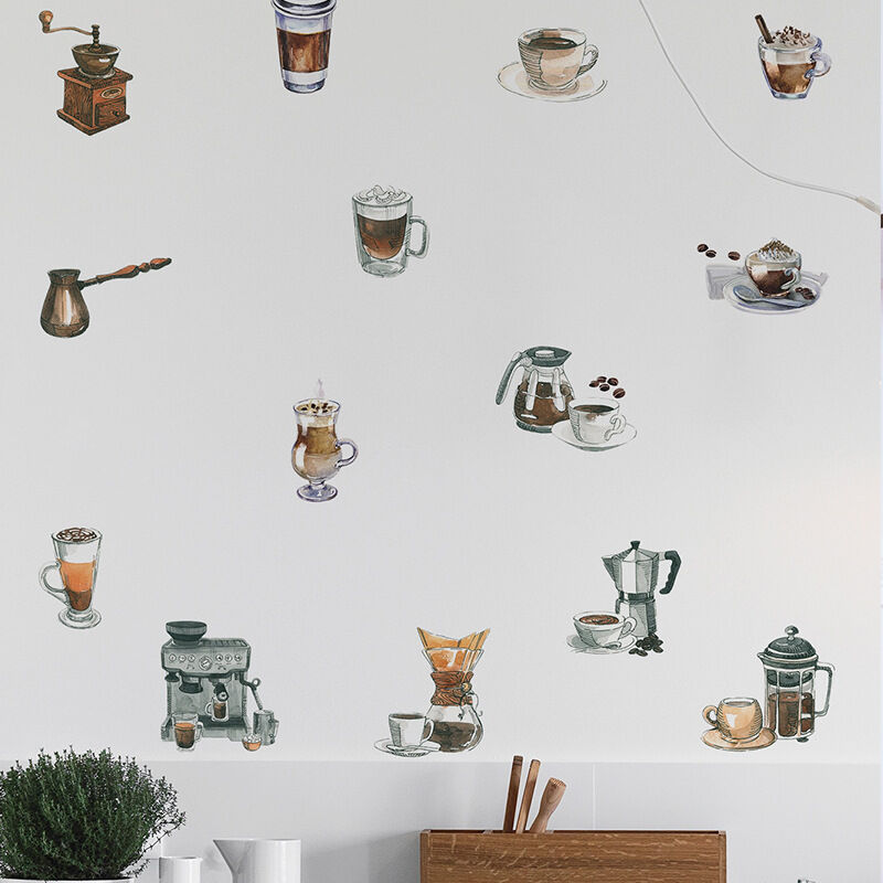 foto del prodotto sollbry adesivi murali per cucina, adesivi murali per tazze da caff , adesivi decorativi per sala da pranzo, ristorante, bar, decorazione