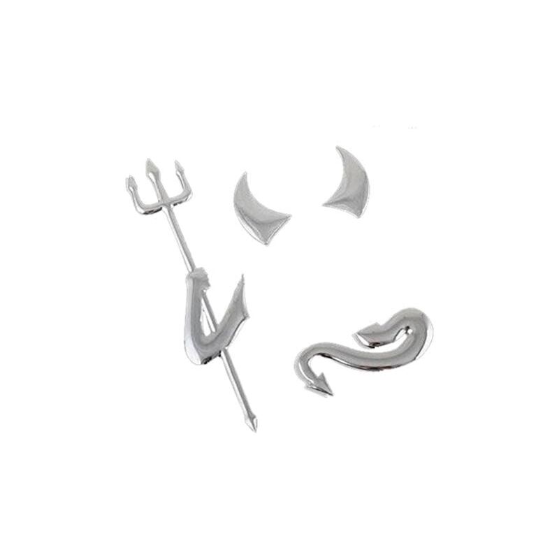 foto del prodotto sollbry adesivo per auto 3d cromato argento emblema del diavolo 2 set