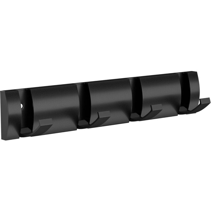 foto del prodotto sollbry appendiabiti da parete nero, appendiabiti moderno per bagno con 4 ganci pieghevoli, appendiabiti in metallo per ingresso, camera da letto,