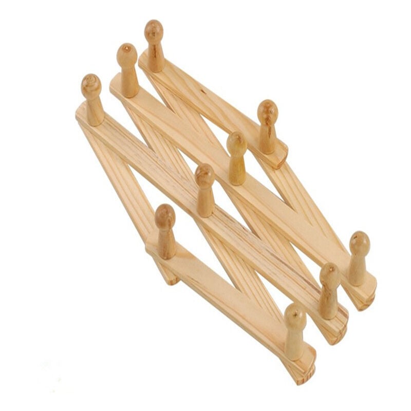 foto del prodotto sollbry appendiabiti estensibile in legno, gancio a fisarmonica in legno da parete per appendere cappelli, berretti, tazze, cappotti, borse,