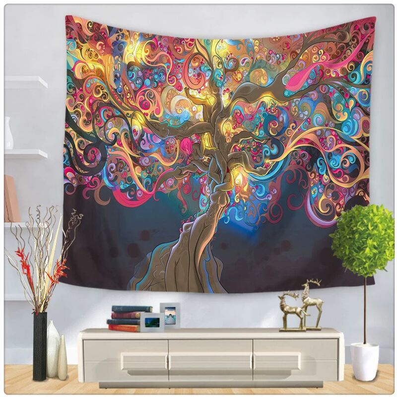 foto del prodotto sollbry arazzi da parete con alberi psichedelici, decorazioni per la casa 200 cm x 150 cm