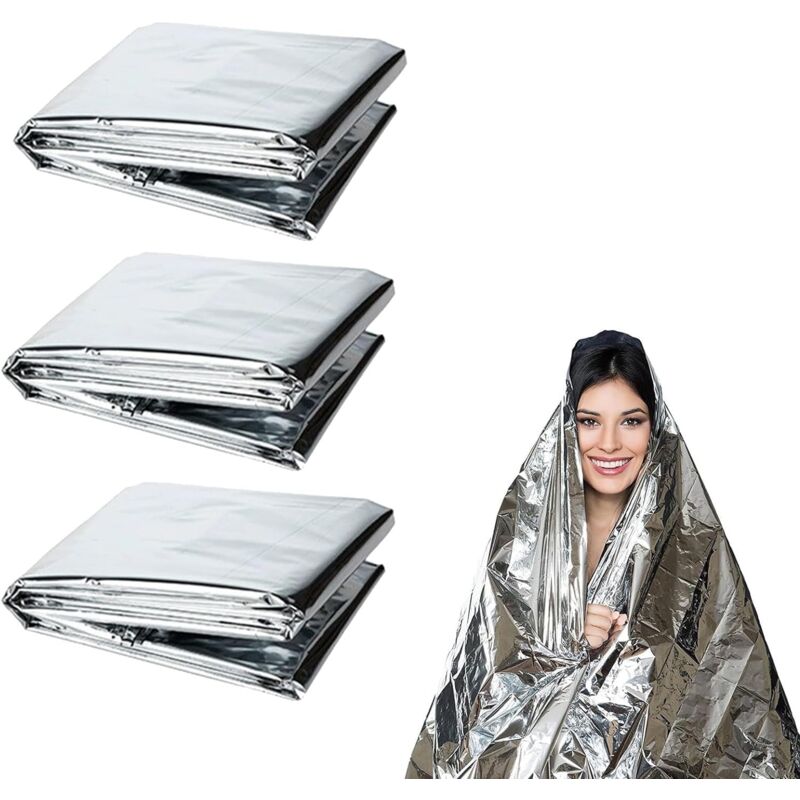 foto del prodotto sollbry argento, 160 210 cm 10 pezzi di coperte di emergenza, coperte termiche, coperte di sopravvivenza e di salvataggio, coperte solari per