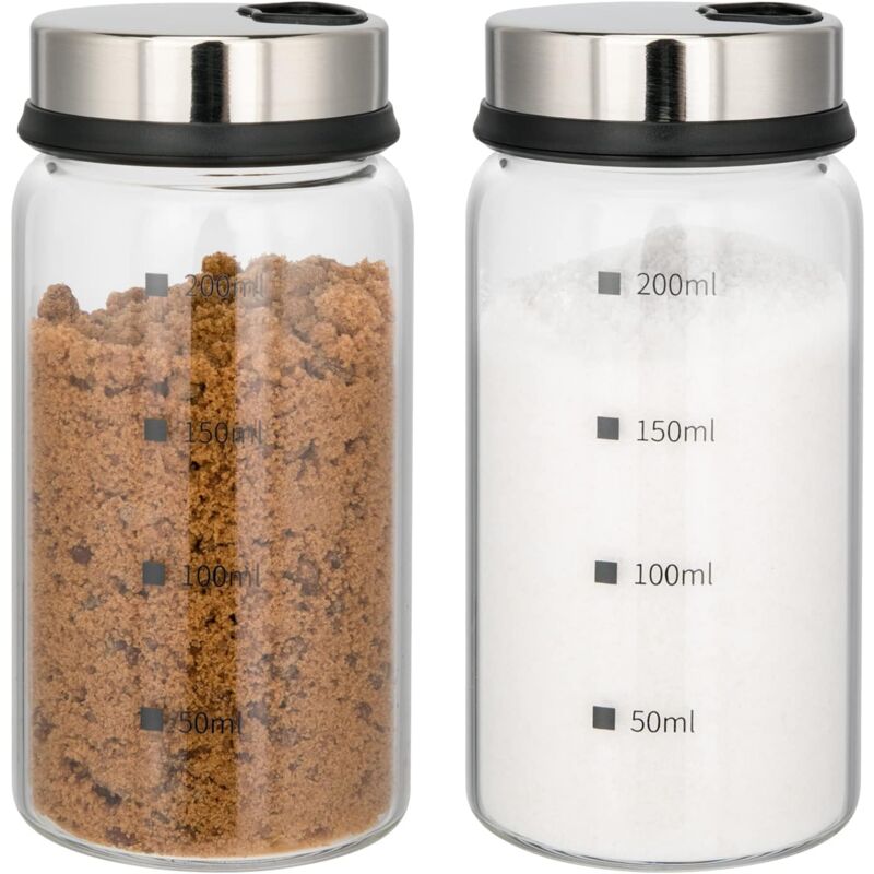 foto del prodotto sollbry barattoli per spezie, barattoli per spezie in vetro borosilicato, barattolo per la conservazione da 200 ml con coperchi girevoli per spezie
