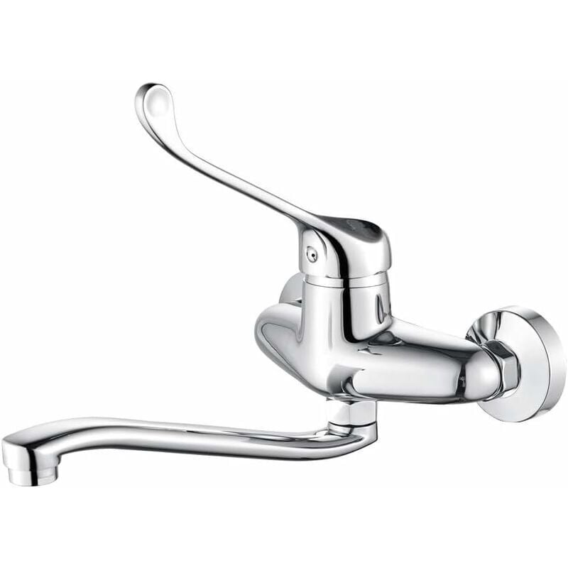 foto del prodotto sollbry bari miscelatore monocomando per lavabo con maniglia medicale, rubinetto da bagno pmr, cromo, argento
