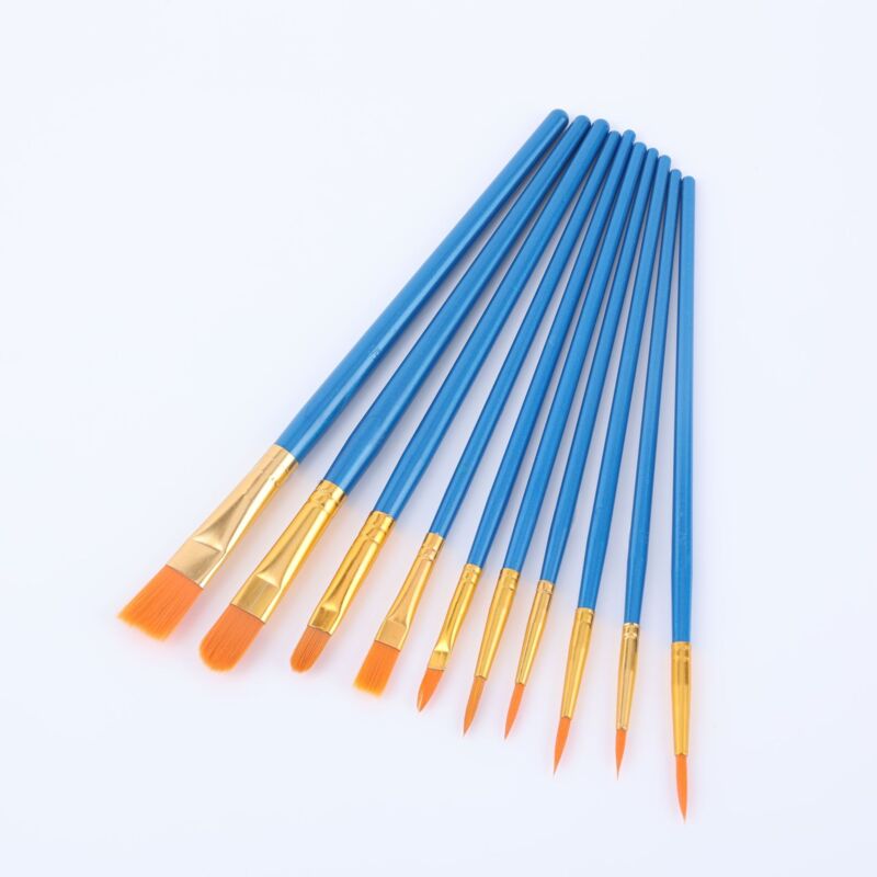 foto del prodotto sollbry basics 1 set di pennelli, 10 misure diverse, per artisti, adulti e bambini, blu