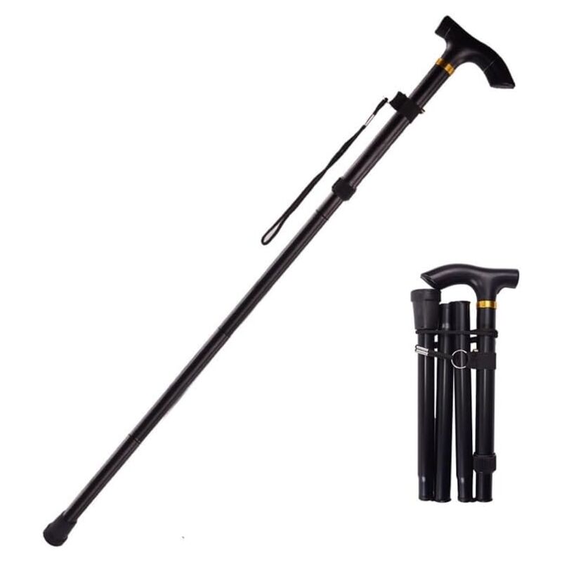 foto del prodotto sollbry bastone pieghevole altezza regolabile, bastone da passeggio leggero e portatile con impugnatura ergonomica ideale per escursionismo e
