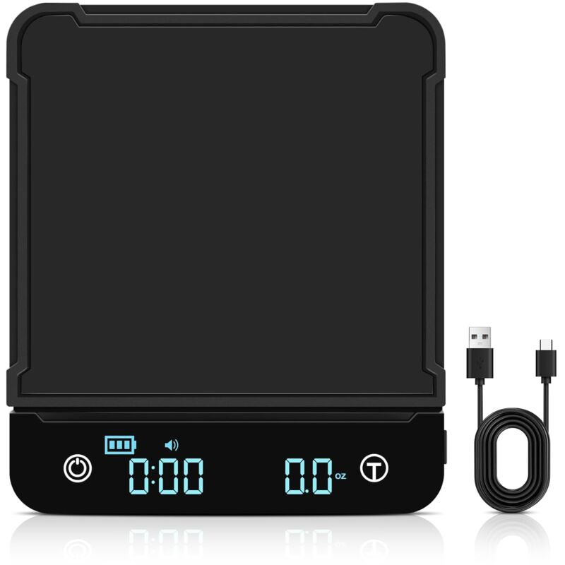 foto del prodotto sollbry bilancia digitale per caff di precisione da 0,1 g 3 kg, bilancia da cucina ricaricabile con timer, display a led e funzione tara, bilancia