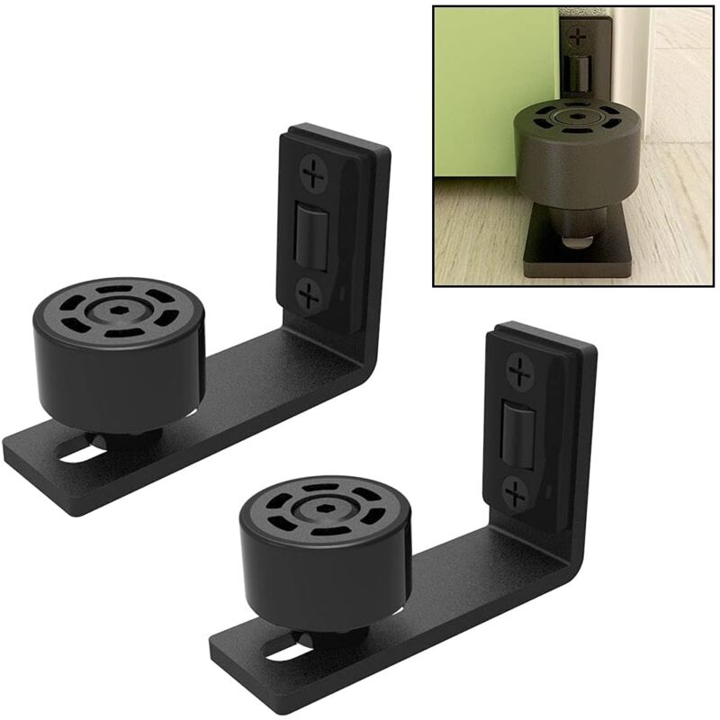 foto del prodotto sollbry binario da pavimento regolabile, binario inferiore per parete porta, per porte scorrevoli in legno, nero, confezione da 2